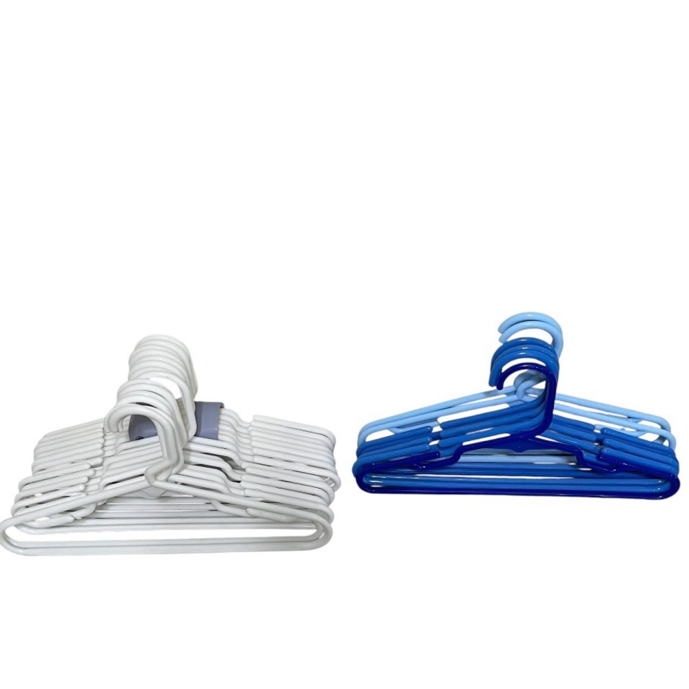 Sturdy Plastic Children's Hangers White & Blue Lot of 22 Baby Toddler Youth